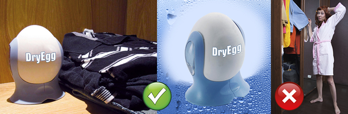 DryEgg®, Nooit meer vochtige kleding, schimmel, muffe geurtjes en schimmel